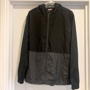 Mens Medium Black and Gray Colorblock Windbreaker
